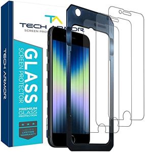 Tech Armor Ballistic Glass Screen Protector Designed for Apple NEW iPhone SE 3 (2022), iPhone SE 2 (2020), iPhone 8 and iPhone 7 (4.7 Inch) 3 Pack Tempered Glass