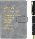 Sinmoe Employee Appreciation Gift Leather Notebook and Pen Set Inspirational Personalised Stationery Gift Set for Women Employee Volunteer Team Colleague Coworker Men Teacher Office Supply(Dark Gray)