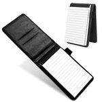 cobee Leather Pocket Notepad Holder, Mini Memo Book Portable Notebook Business Notepads Notebook Holder Multifunctional Notebook for Office School(Black)