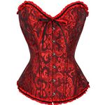 Zeiayuas Pink Corset for Women UK Bustiers Corsets Bridal Lingerie Lace up Satin Boned Corset Top Gothic Waist Cinchers Overbust Bodysuit Sweetheart Shapewear Ladies Jacquard Underbust