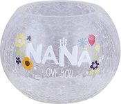 Pavilion Gift Company Nana Love Floral Round Candle, 5 Inch Included 5" Crackled Glass Tealight Holder