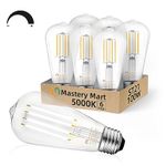 Mastery Mart ST21 [100 Watt] [Dimmable] Led Vintage Edison Light Bulb, 5000K Daylight White Bright, Clear Glass Antique Decorative Filament Bulb, E26 Base, 1100LM, 9W [100W Equivalent]- (6 Pack)