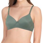 Amante Women Solid Lightly Padded Non-Wired Full Coverage Seamless Detachable Straps, Lightweight, Microfiber Fabric, Breathable Smooth Cups Smooth Charm T-Shirt Bra - BRA10606 (Green) (36D)