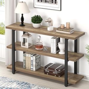 FOLUBAN Console Tables for Entryway, Modern Sofa Table with Storage Shelves for Living Room, Hallway, Entrance, or Behind Couch, Rustic Oak, 47 Inch