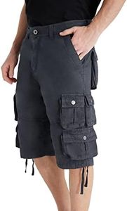 YGREYG Mens Cargo Shorts Long Capri Below The Knee Shorts 3/4 Relaxed Fit Long Shorts with Pockets Dark Grey 30