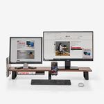 INVISIBLE BED Dual Monitor Riser Stand with Phone,Head Phone Holder,Laptop Dock and Book Shelf (44 (Width) x 8(Depth) x 5 (Height) inches ; Canadian Walnut)