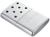 Zippo 6-Hour Refillable Hand Warmer - Flameless Heat & Odorless - For Cold Weather Activities - Lighter Fuel Rechargeable - Durable Metal - High Polish Chrome