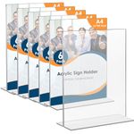 Grapelet 6Pack A4 8.3 x 11.7inch Clear Acrylic Sign Holder, Clear Sign Holder Display Table Stand,Ideal for Display Wedding Table Numbers,Double Sided Picture and Menu Holders (Vertical - clear - A4)