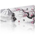 EFISH Japanese Cherry Blossom Mouse Pad (31.5 × 11.8 × 0.12 inch) Extended Large Mouse Mat Desk Pad, Stitched Edges Mousepad,Non-Slip Rubber Base,Keyboard Pad,Gaming Mouse Pad XL