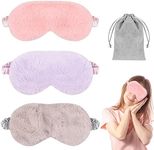 Sleeping Masks for Women, 3PCS Blackout Sleep Eye Mask, yeestone Soft Night Mask, Fluffy Eye Covers with Travel Pouch, Sleep Blindfold for Women Kids(Pink/Purple/Grey)