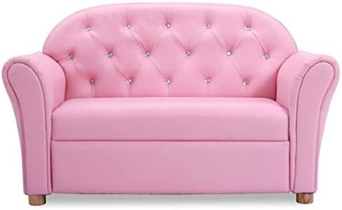 Costzon Kids Sofa, PU Leather Upholstered, Sturdy Wood Construction, Armrest Chair for Preschool Children Sofas, 37''x17''x22.5'' (LxWxH), 37-inch Pink Couch