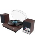 In & Out Bluetooth Record Player with Speakers | Vinyl Player, External speakers, Premium Cartridge, USB Recording, Multiple Playback Options | Power Adaptor & Felt Mat Included | Moto Plus Turntable