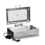 Malabar Stainless Steel Electric Chafing Dish with Transparent Lid, Rectangular Chafing Dish Set with Hydraulic Lid, Mirror Finished Buffet Food Warmer (Electric, 9 LTR)