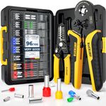 DxCRIMP Ferrule Crimping Tool Kit, Ratchet Pliers for 24-8 AWG with 18 Types Insulated and Non-Insulated Ferrules, Ferrule Crimper, Wire Ferrules Kit, Crimping Pliers Set with Wire Strippers