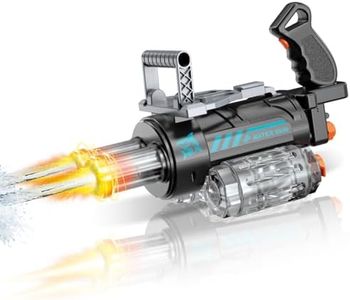 UROINT Electric Water Gun for Adults Kids, Automatic WaterGun with Led Light, Long Range Transparent Electric Squirt Gun Blaster Summer Outdoor Pool Party Toys Gifts for Boys Girls (Gatling Black)