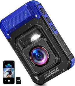5K 33FT Underwater Camera 96MP Waterproof Digital Camera, WiFi Autofocus Dual-Lens Selfie, 5FT Shockproof 16X Zoom Filters, Compact Point and Shoot Camera for Snorkeling Surfing Swimming, Blue