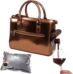 Primeware Insulated Drink Purse w/ 3L Bladder Bag | Thermal Hot and Cold Storage | Portable Drinking Dispenser for Wine, Cocktails, Beer, Alcohol | PU Leather Finish