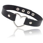 Love Heart PU Leather Choker Necklace Goth Choker Collar Chain Black