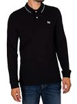 Lee Men's Long-Sleeved Pique Polo Shirt, Black Black, M