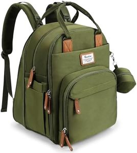 RUVALINO Diaper Bag Backpack-Expandable Baby Bag with up to 50% Capacity -Baby Essentials Bag with Changing Pad Insulated Bottle Holders & Pacifier Case, Waterproof, Army Green XL
