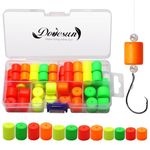 Dovesun 52pcs Foam Floats Pompano Rigs Fishing Rig Floats Fly Fishing Floats Bright Color Round, Bullet, Cylindrical, Spin, Pill with Tackle Box