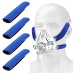 4pcs Positive Pressure Headgear Strap Covers for CPAP, Soft Positive Pressure Face Cushion Pads Reusable Breathable Mask Accessories Strap Cushions Liners Reduce Indentation & Red Marks(Blue)