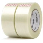 CHUANGSEED Strong Reinforced Tape,Transparent Bi-Directional Filament Strapping Tape, Fiberglass Reinforced Tape,Heavy Duty Tape,Cricket Bat Repair Tape (2 pack 150MIC x 50MM x 27.5M)