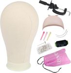 Leeven 21 Inch Canvas Wig Head Mannequin Head with T Pins and Clamp Stand Canvas Block Head for Wig Making/Display/Styling 21 Inch