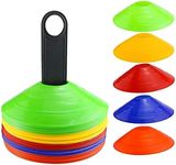 Faxco 50 Pcs Mark Disk, Soccer Cones with Holder for Training, Football, Sports, Field Cone Markers Outdoor Games Supplies(5 Colors)