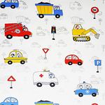 Kids City Traffic White Metallic Wallpaper Trucks Cars Fire Engine Police Y�L