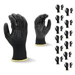 Durabull Protective Work Gloves.12 Pack. PU Coated. CE Grade Multi Purpose Gloves. Safety Working Gloves for Construction, Gardening, Mechanic etc. Strong Grip. Wear Resistant Protective Work Gloves.