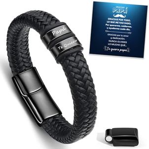 TERRISHE Regalos Día del Padre Regalo Papá Pulsera para Papá, Pulsera Padre con Grabado ”Te Quiero Papá”, Pulsera de Cuero Trenzado para Papá, con Cierre Magnético, Cumpleaños Regalos para Papá