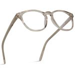 WearMe Pro - Women Round Classic Horn Rimmed Blue Light Blocking Computer Glasses, Clear-brown Frame, One Size