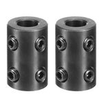 uxcell 2pcs Shaft Coupling 5/16" Bore, 5/8" OD, 1" Length, Black Oxide Plated Steel Rigid Coupling, Motor Wheel Coupler, (4 Set Screws)