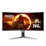 AOC CU34G2X 34 inch Curved Frameless Gaming Monitor, Ultrawide QHD 3440x1440, VA Panel, 1ms 144Hz FreeSync, 3-yr Zero Dead Pixels