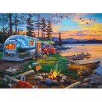 MXJSUA DIY 5D Diamond Painting Canoe Lake by Number Kits for Adults, Canoe Lake Diamond Painting Kits Round Full Drill Diamond Art Kits Picture Arts for Home Wall Decor 16x12 inch