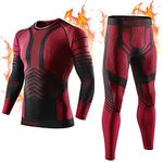 MeetHoo Mens MenÂ’s Set Compression Base Layer Sports Long Johns Winter Gear Thermal Underwear Bottoms Red
