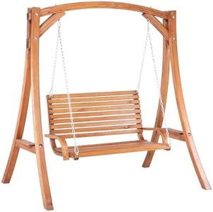 Balancelle de Jardin en Bois Foncé Assise Confortable et Élégante pour Terrasse au Style Campagne Beliani