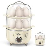 Bear Egg Cooker,14 Egg Capacity Rapid Electric Egg Cooker with Auto Shut-Off Timer for Hard Boiled Eggs, Poached Eggs, Scrambled Eggs, or Omelets,Single or Double Layer Use