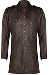 Mens Classic Brown Long Genuine Leather Cromby Trench Jacket M