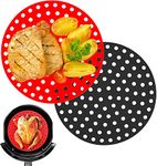 Trifecta Silicone Air Fryer Liners Non Stick and Easy Clean Air Fryer mats, Pad, Accessories Parchment Paper Replacement for Air Fryer Basket Air Frying, Steaming and Oven Baking Pack - 2 (Round - 8.5 IN)