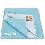 BeyBee Waterproof Quick Dry Sheet for Baby| Bed Pad Anti-Piling Fleece Extra Absorbent Washable Matress Protector| Baby Bed Protector Sheet for Toddler Children, Large Size, 140x100cm, Sea Blue