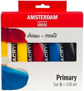 Amsterdam Standard Series Pintura Acrílica | Set de Mezcla Teoría del Color (5 x 120 ml) | Colores Primarios + Negro y Blanco