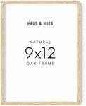 HAUS AND HUES 9x12 Picture Frame - 9 X 12 Frame Wooden Picture Frames for Crafts, 9x12 Frame Wood Picture Frames, 9 X 12 Picture Frame Natural Wood Frames,12x9 Picture Frame Wood (Beige Oak Frame)