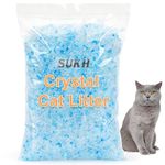 Sukh 15.87 Oz Crystal Cat Litter Blue White Clear Dust-Free Low Tracking Odor Control Litter Crystals Silica Gel