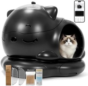 Automatic Cat Litter Box, Semi-Open Large Capacity with Triple Odor Removal System, App Control and Health Monitor, Safety Sensor, Cute Self Cleaning Litter Box for Multiple Cats