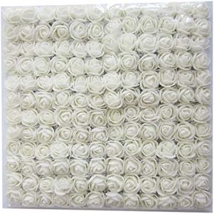 Artfen Mini Fake Rose Flower Heads 144pcs Mini Artificial Roses DIY Wedding Flowers Accessories Make Bridal Hair Clips Headbands Dress (Bottom add Gauze) Milk White