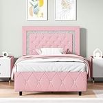 Twin Size Bed Frame, Upholstered Pl