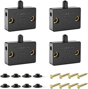 4 pcs Cabinet Door Switch,Closet Light Switch ​for Wardrobe Applicable to 12V 24V 110V(Black)