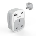 India Travel Adapter, TESSAN Grounded Type D Travel Adapter with 2 USB Ports (1 USB C), for Traveling to Sri Lanka, Pakistan, Burma, Maldives, Iraq, Namibia, Nepal, Yemen, Zambia